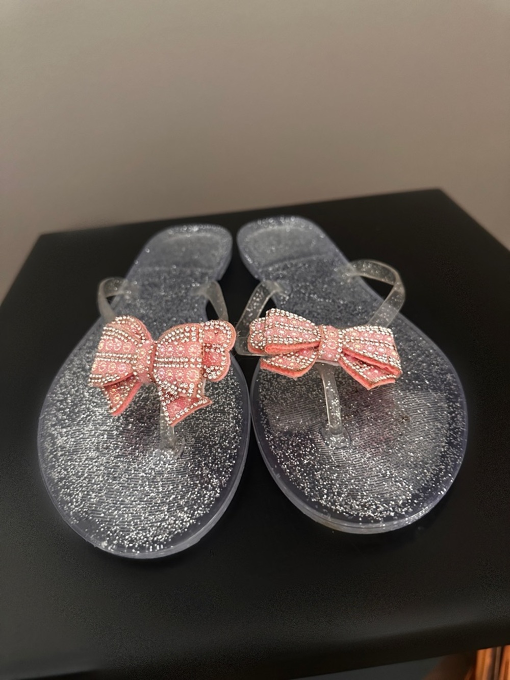Pink Bow Jelly Flip Flops
